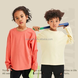 Customizable Kids Long Sleeve T-Shirt 230g Cotton Plain Tops Multi Colors Basic Tee TILA Apparel for Boys Girls