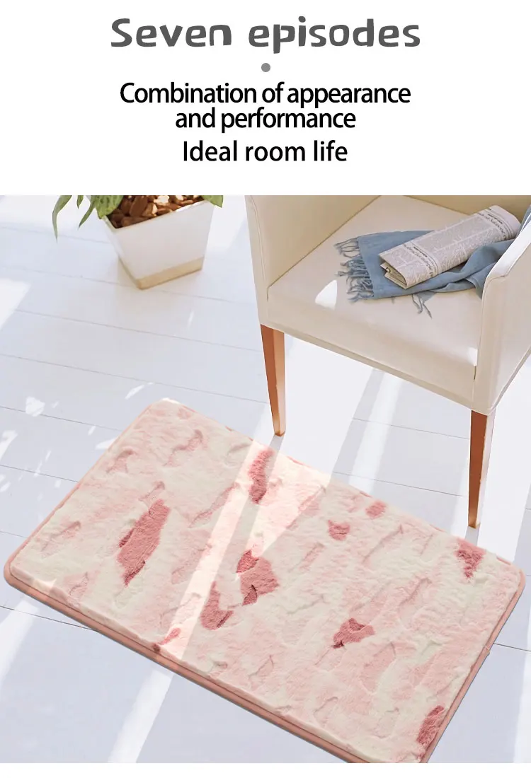 New Design Faux Rabbit Fur Bathroom Rug Mats Super Water Absorbent Bath Rugs Floor Mat Bathroom Mat supplier