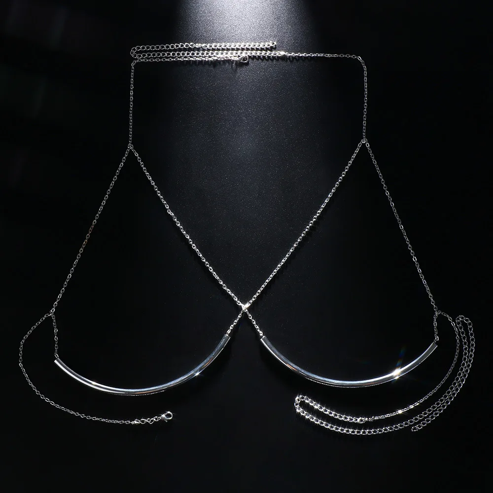 Sexy Rhinestone Chest Bracket Support Bra Jewelry Chain For Women Party