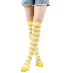 2 Paires Bas Overknees Cirque Rayés - Chaussettes Hautes Femme Pour Halloween, Cosplay Et Fêtes