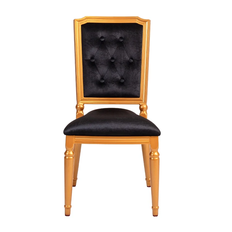 Classic Chinese Style Gold Metal Leg Dining Chair Armless Restaurant
