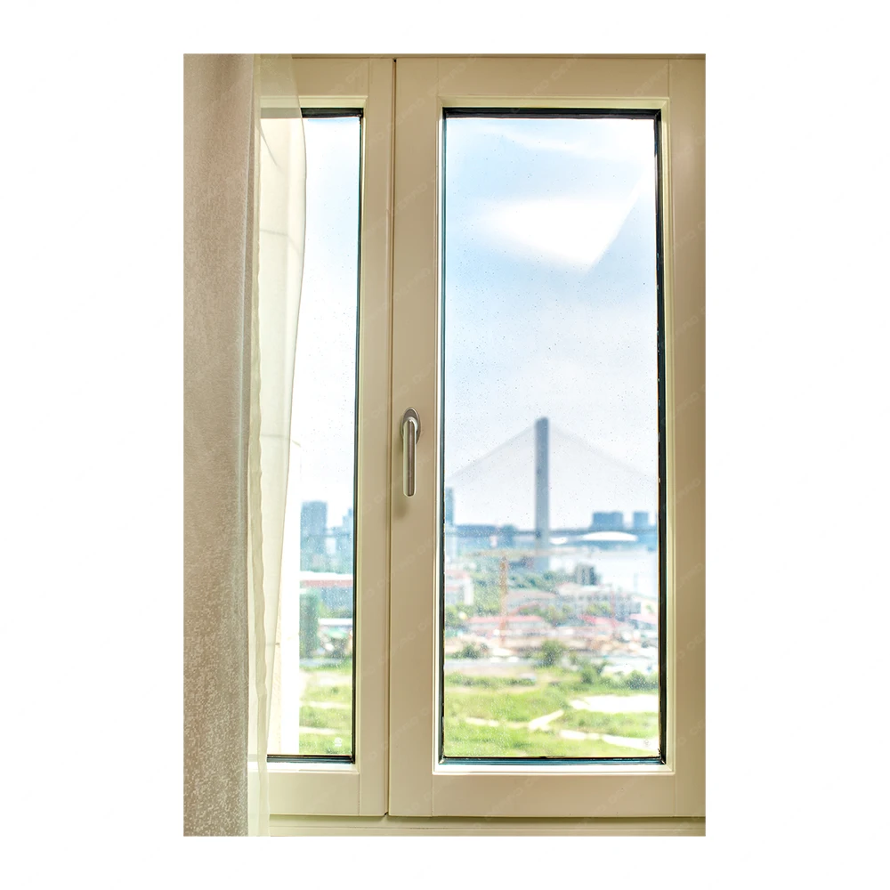 Residential apartment balcony casement aluminum frame window with custom double tempered glazing powder coating color glass