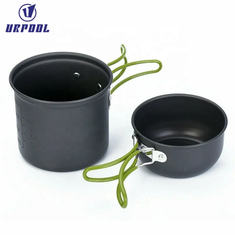 Durable Camping Cookware Set Backpacking Outdoor Camp Gear with Pots and Pans for Family Hiking Picnics