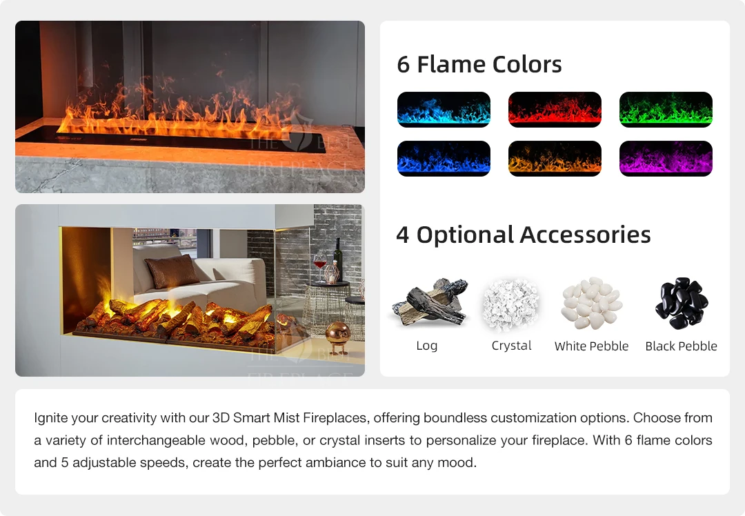 Decor Embedded Electronic Atomization 3d Steam Electric Fireplace Simulation Flame Steam 7662