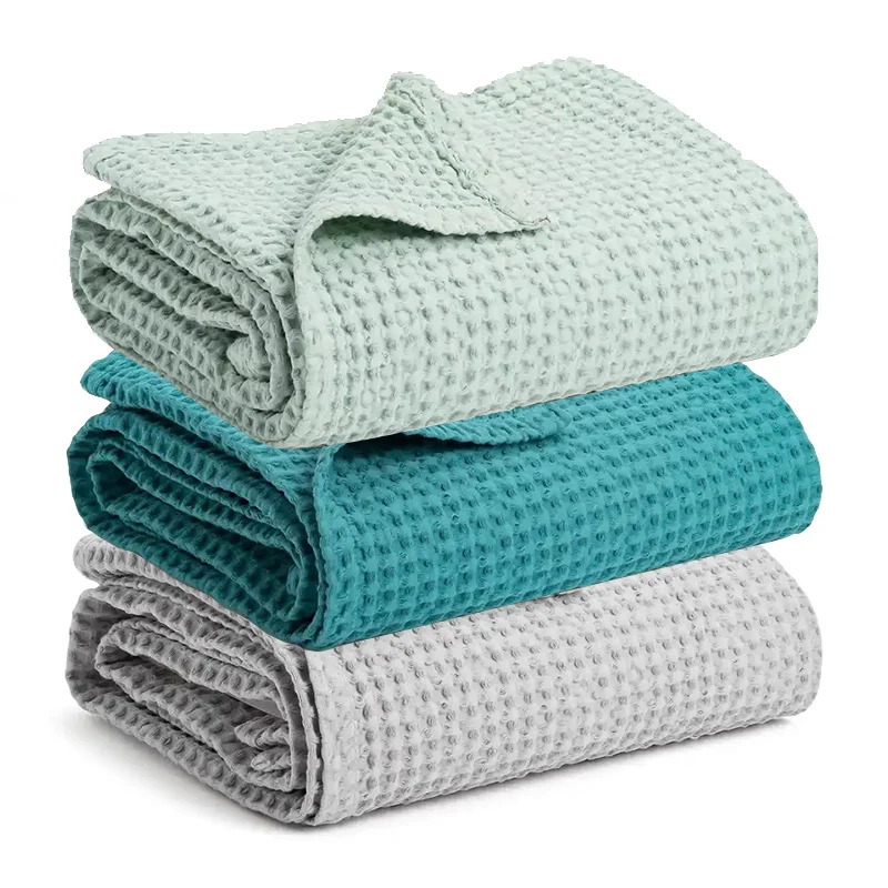 2023 Summer Super Soft Light Weight Baby Blanket 100% Cotton Swaddle Blanket Baby Waffle Blanket for Newborns