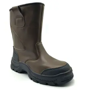 Oilfield Labor Protection Unisex High-Top Steel Toe Genuine Leather Upper Anti-Static Anti-Slip Safety Boots