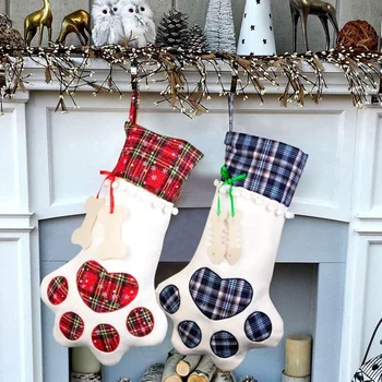 Wholesale Custom Luxury Vintage Plain Sublimation Pet Cat Dog Paw Gift Decoration Socks Christmas Stocking