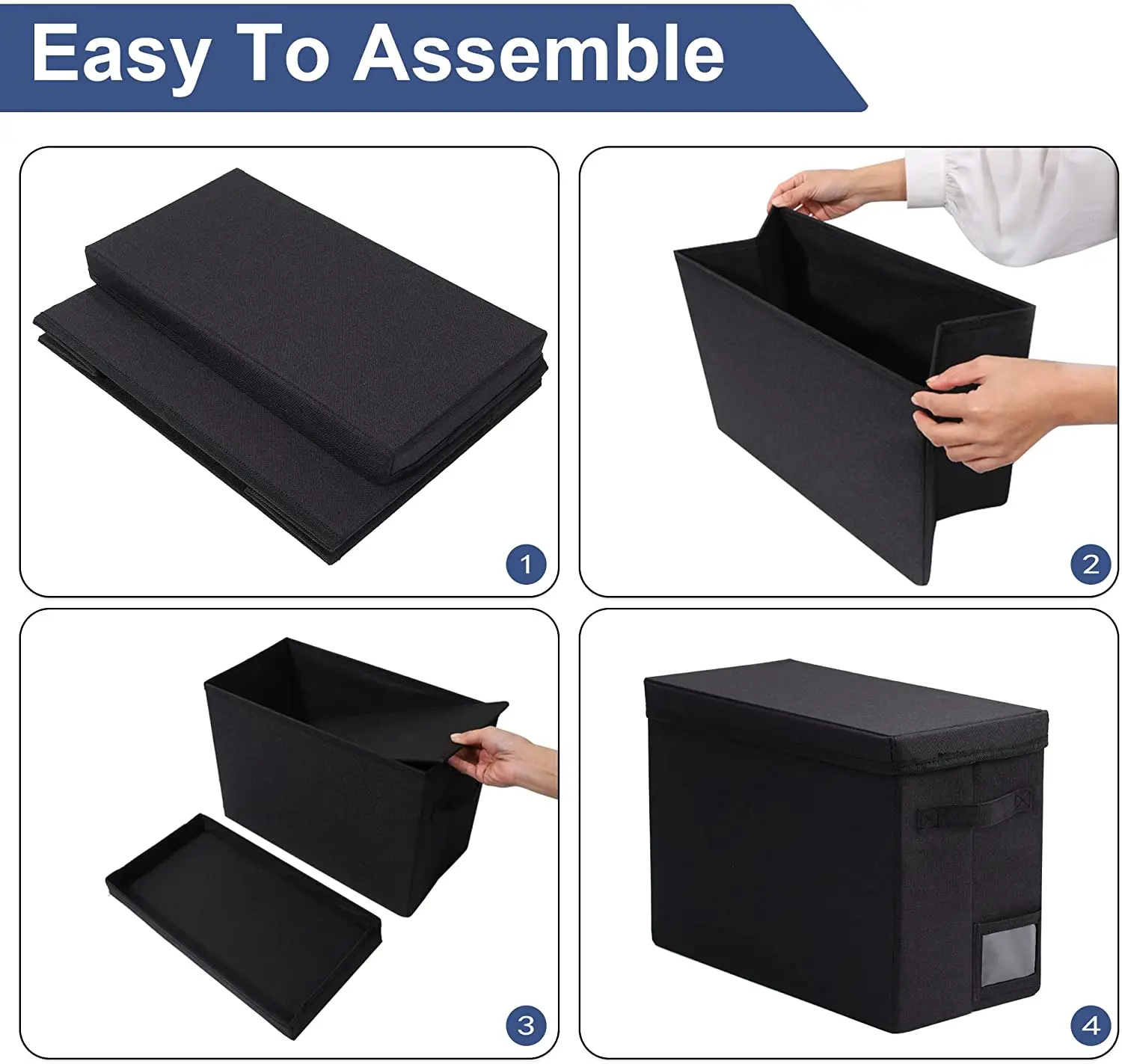 High Quality Eco-Friendly Rectangle Non-Woven Fabric Foldable Stackable Comic Book Storage Box with Cover for Office