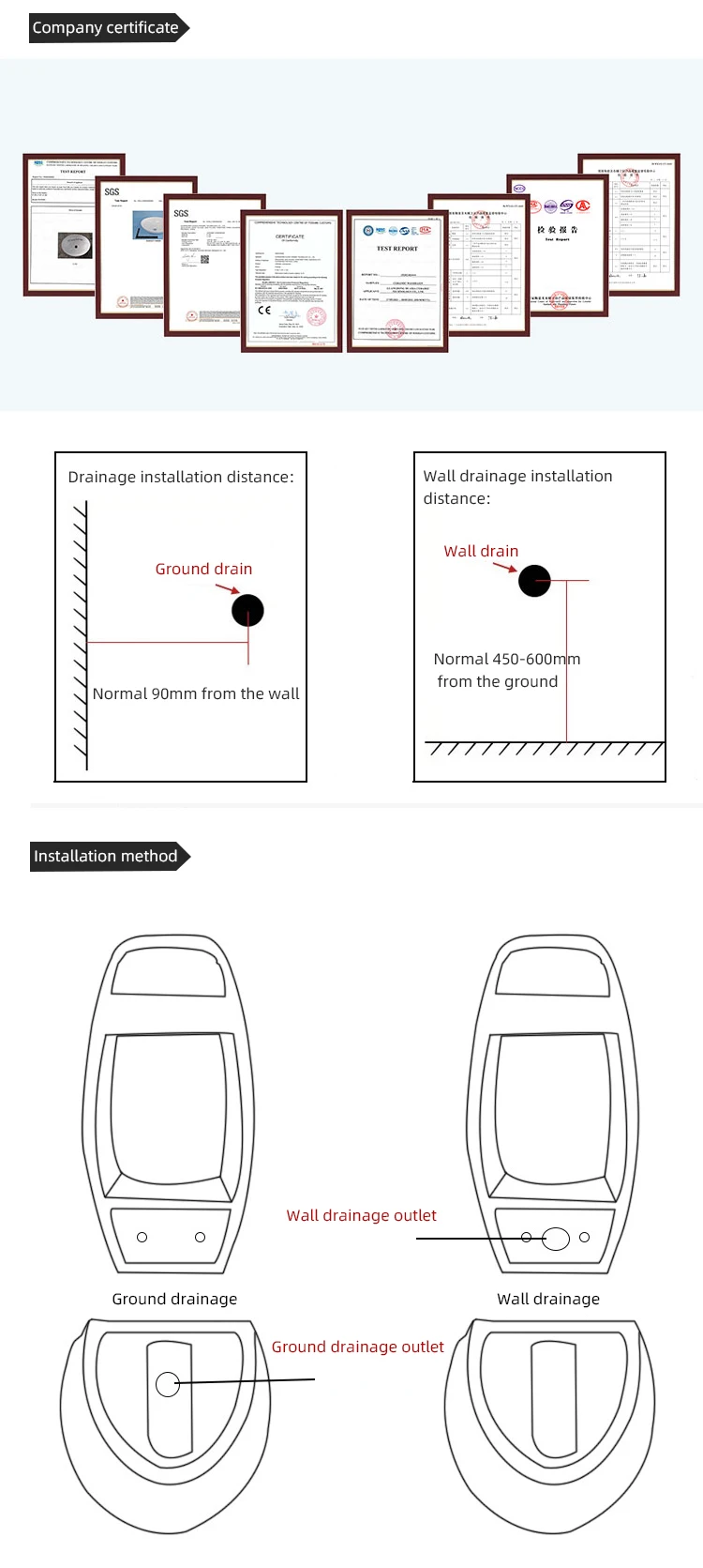 Automatic Sensor Ceramic Urinal For Men Reactive Flushing Bathroom Bowl