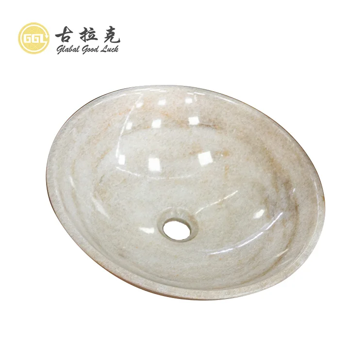 Nature Marble Stone One Hole Bathroom Sinks Surface Polish Round Carved Marble Basin Sink manufacture