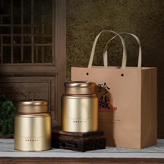 Factory Direct Sale Luxury Tea Tins Round Tin Box With Double Lid Seamless Coffee Power OEM Customized Tea Tin Can