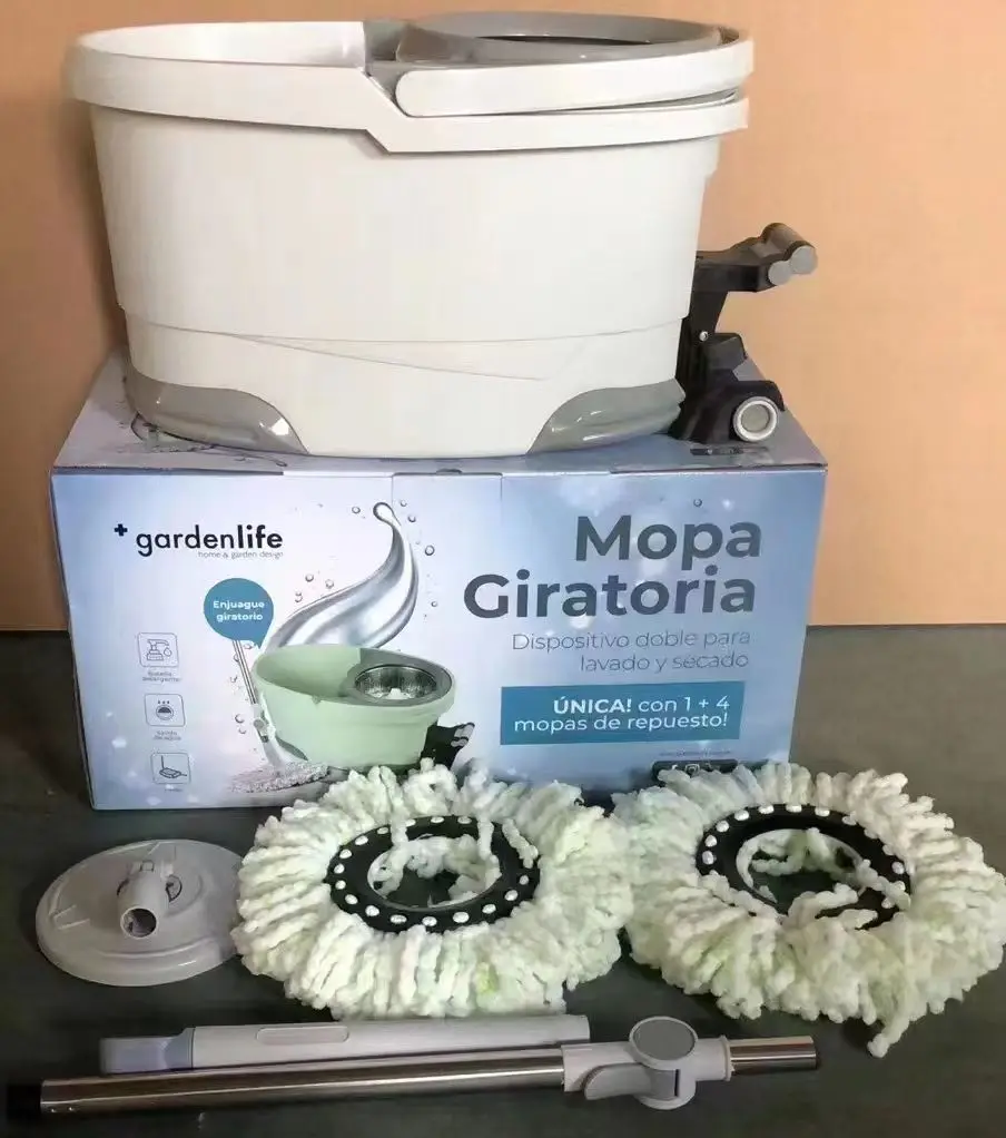 Экологически чистая Корейская вращающаяся Швабра для чистки швабры и ковша с ножной педалью