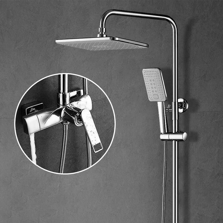 Sistema de ducha expuesto bañera de baño sistema de ducha de baño de latón cromado negro