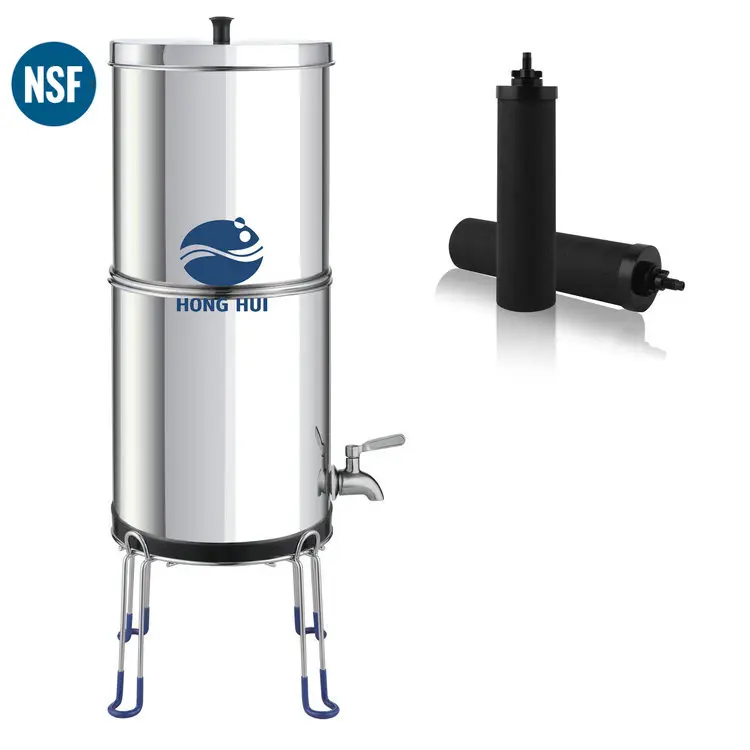 HONG HUI NSF/ANSI 42&372 LT-2.25B 2.25 Gallons Stainless Steel Gravity Water Filter System Gravity Water Filter