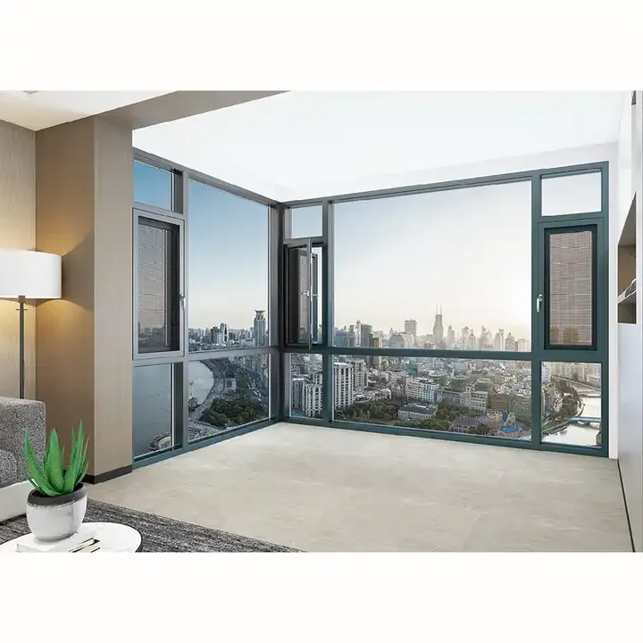 Factory Black Colour Aluminum Alloy Frame Custom Luxury Home Design Colour Film Aluminum Glass Window