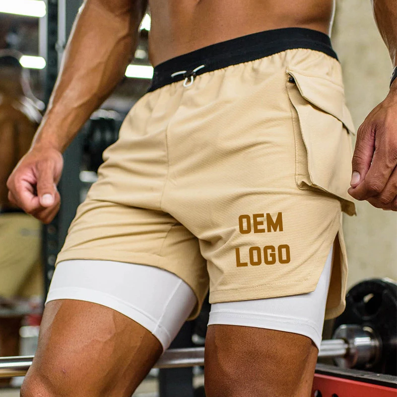 Custom  Muscle Men'S Sports Shorts Summer Fiess Running Training Breathable Double-Layer 2 In 1 Gym 5 In Inseam Shorts793_voghion.com