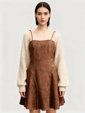 Women's Leather Spaghetti Strap Dress - Spring & Summer Wear with /ODM Service