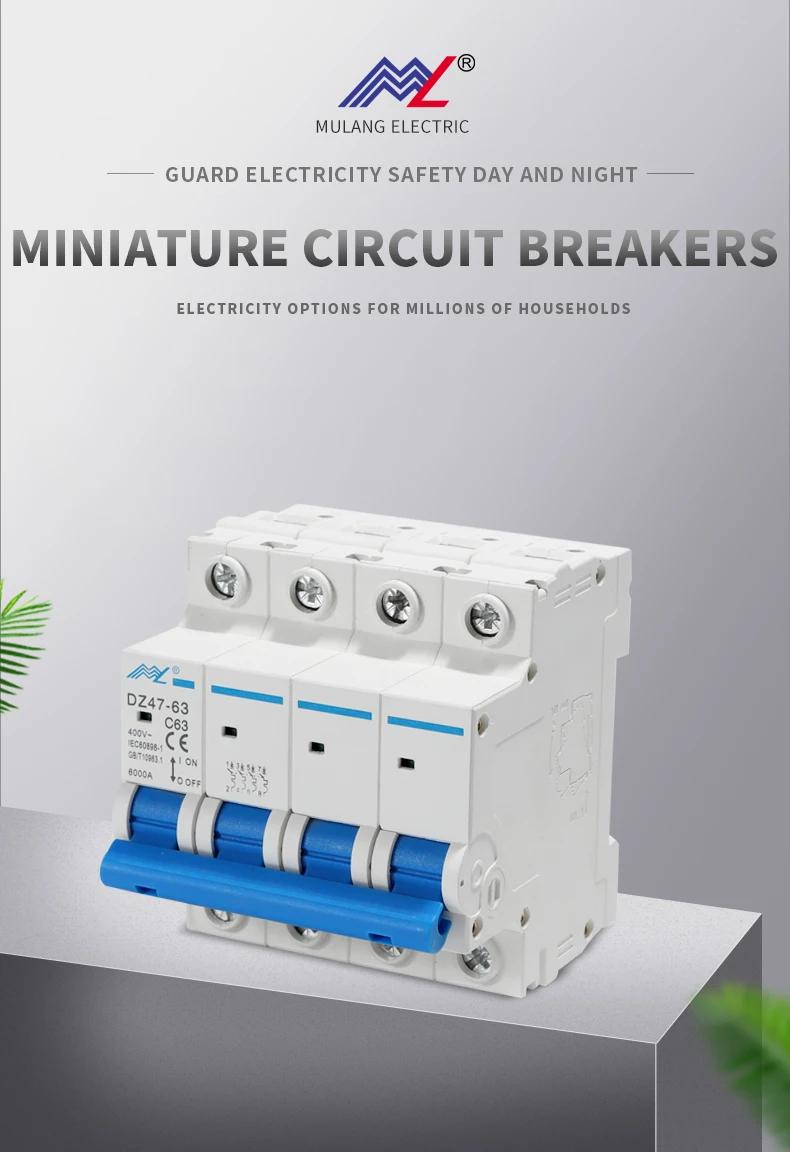 Mulang Electric Miniature Circuit Breaker 1p 2p 3p 4p Din Rail Ac ...