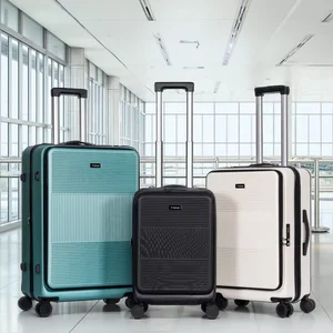 3-Piece  ABS Luggage Set Waterproof Trolley Bags Front Open Travel Luggage Suitcase