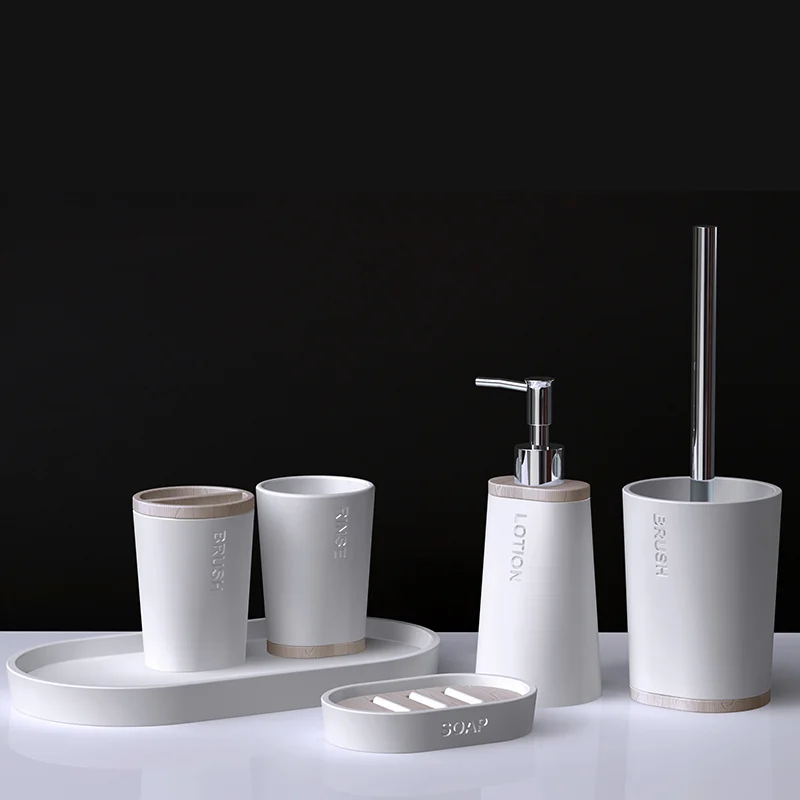 Wholesale Bathroom Accessories Luxury Set Decoration Wood Full Bathroom Accessories Blue Black