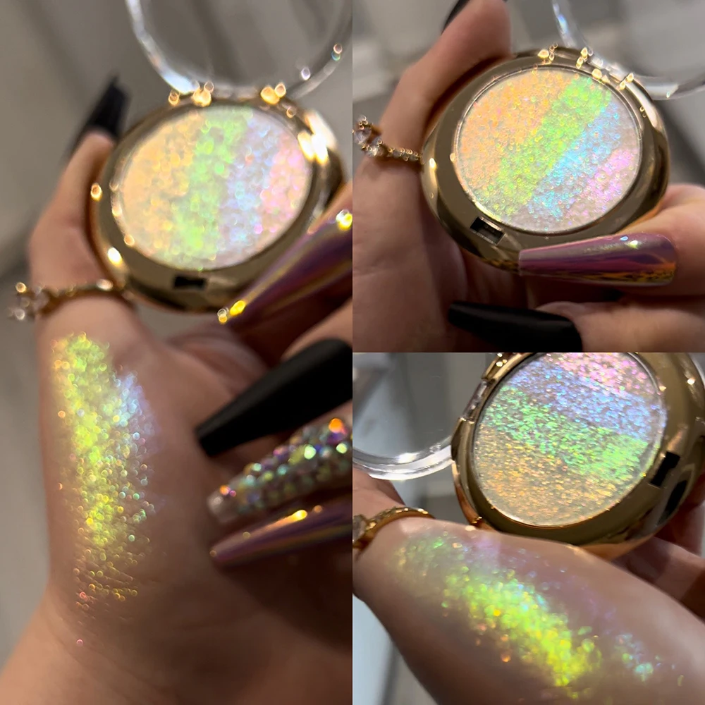 OEM Rainbow Glow Custom Blusher and Highlighters Eyeshadow High Pigmented  Highlighter Makeup Pressed Powder