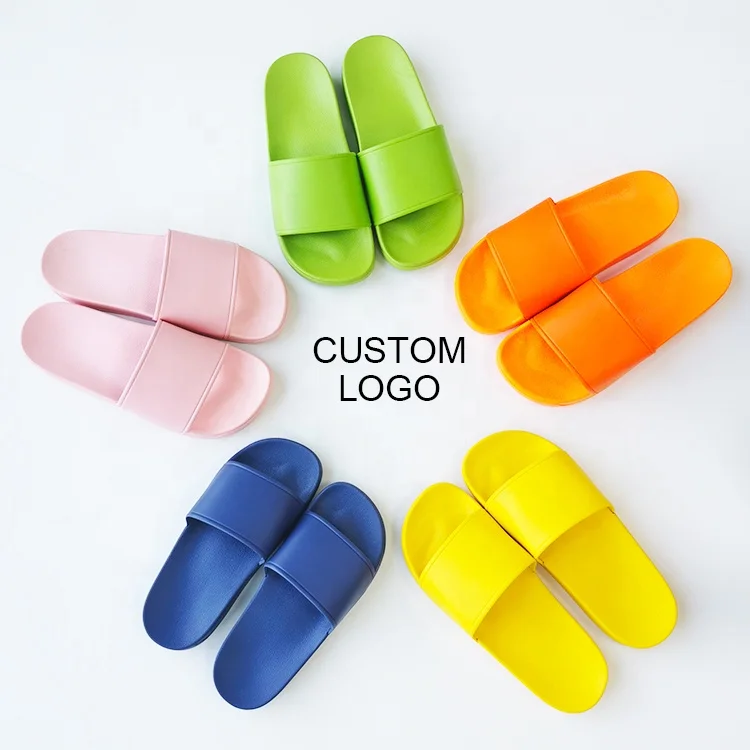 Men Slides Custom PVC Sliders Sandals Slippers Indoor Wholesale Custom Flip Flops Flippers With Logo