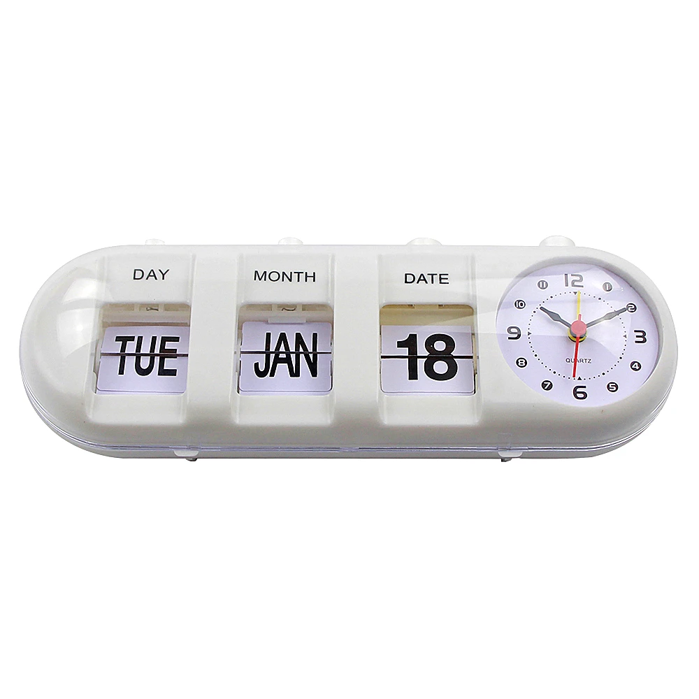 Creative  Auto Flip Calendar Table Clock ABS Plastic Desk Clock  Kids Alarm Clocks
