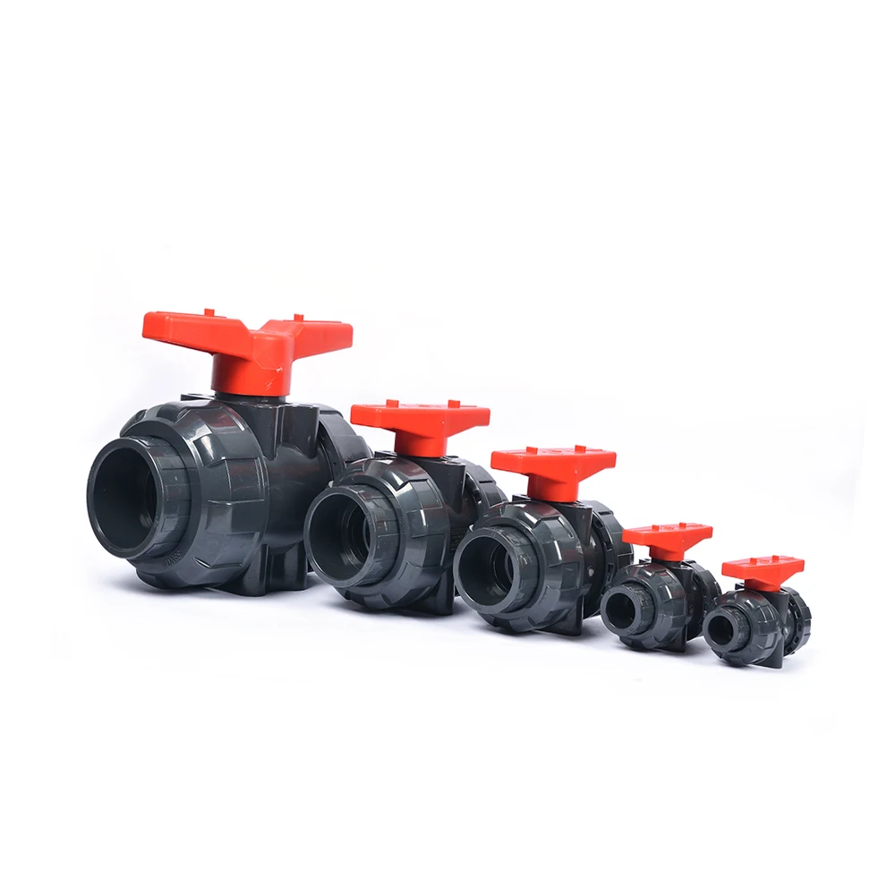 Chinese Water Supply UPVC Double Union Glue Plastic Ball Valve UPVC Double Union Metering Ball ValveUPVC PIPE UPVC VALVE UPVC PIPE FITTING