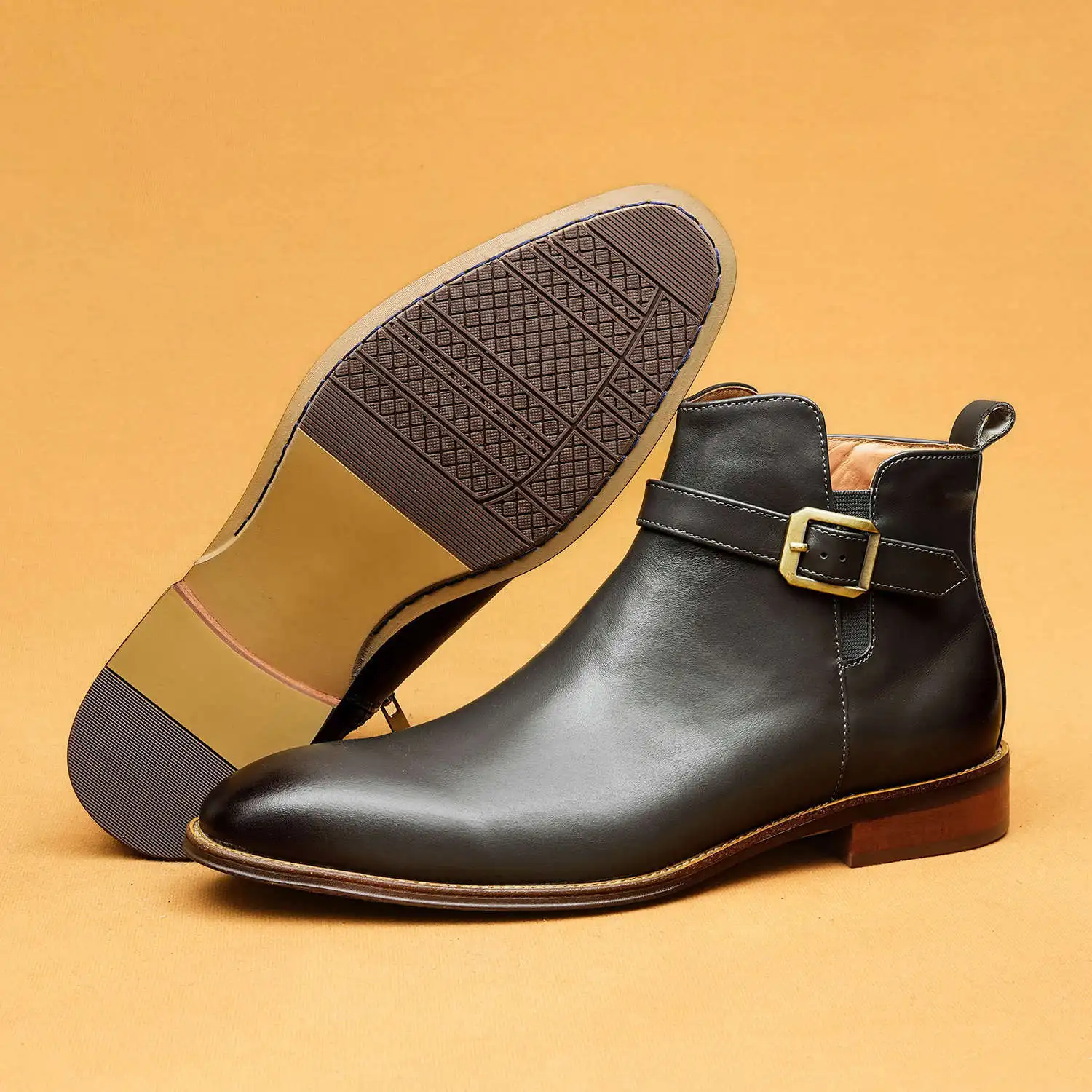 2025 Winter Mens Genuine Leather Pointed Toe Martin Boots British