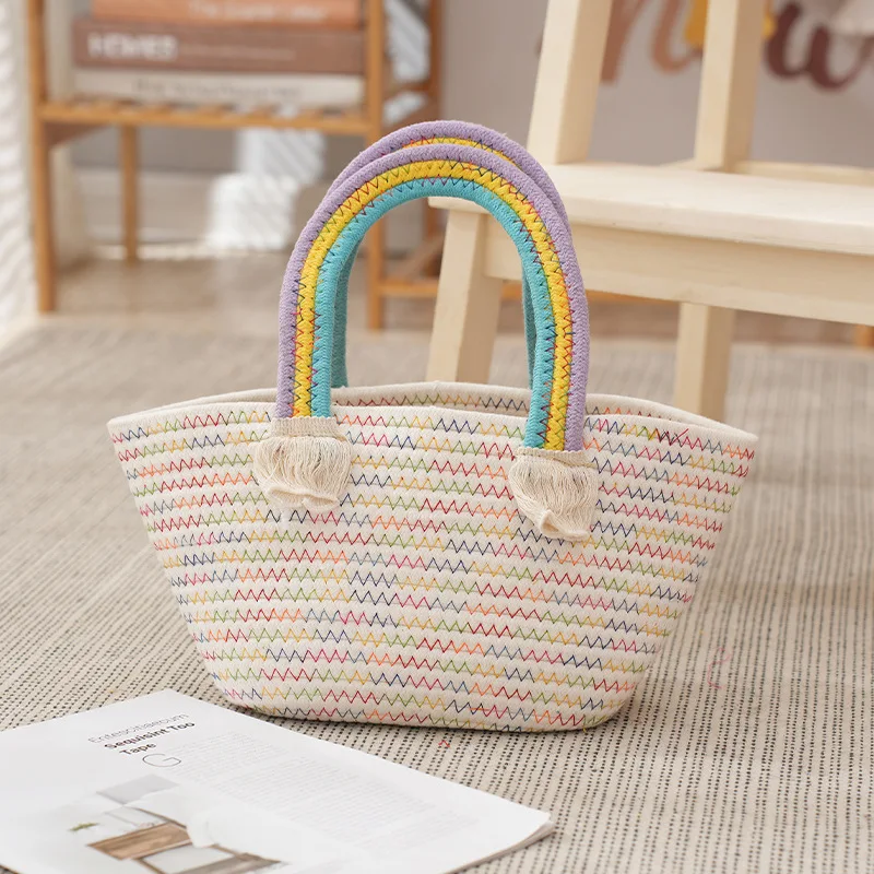 TUTUnaumb Woven Cotton Rope Basket Fabric Basket For Organisation And