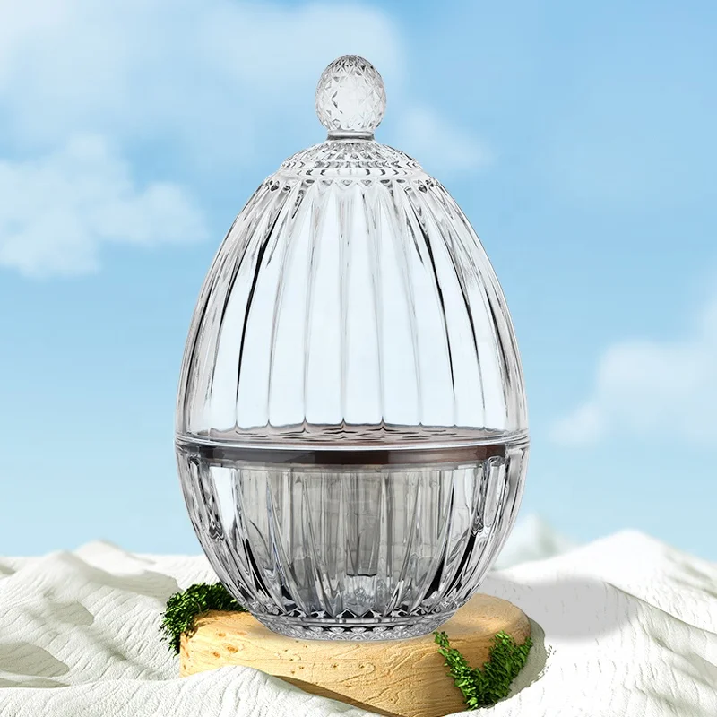 Luxury Vertical Stripe Design Dinosaur Egg Shape Kitchen Utensil Holder Cutlery Glass Storage Box