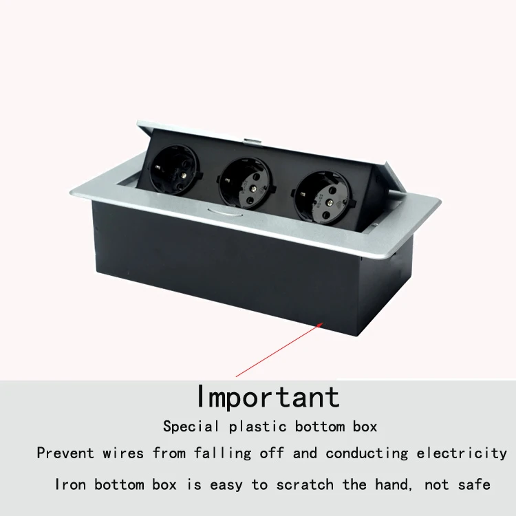 Silver grey conference table desktop power socket slow lift pop-up type three European standard invisible desktop socket