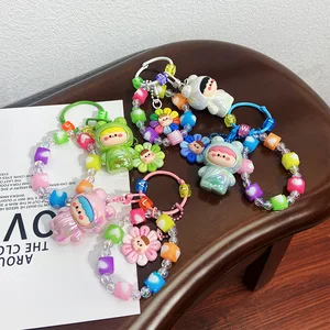 Adorable Cartoon Plush Keychain with Glossy Finish - Cute Girly Bag Charm for Women & Daily Use