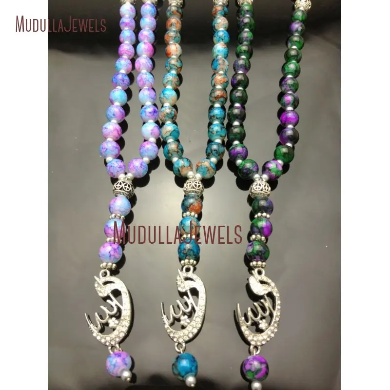 MU12141 Ismaili Dua Tasbih Rain Flower Crystal 33 Beads Islamic Muslim Allah Prayer Beads Tasbih Tasbeeh Hadhrat Zahra