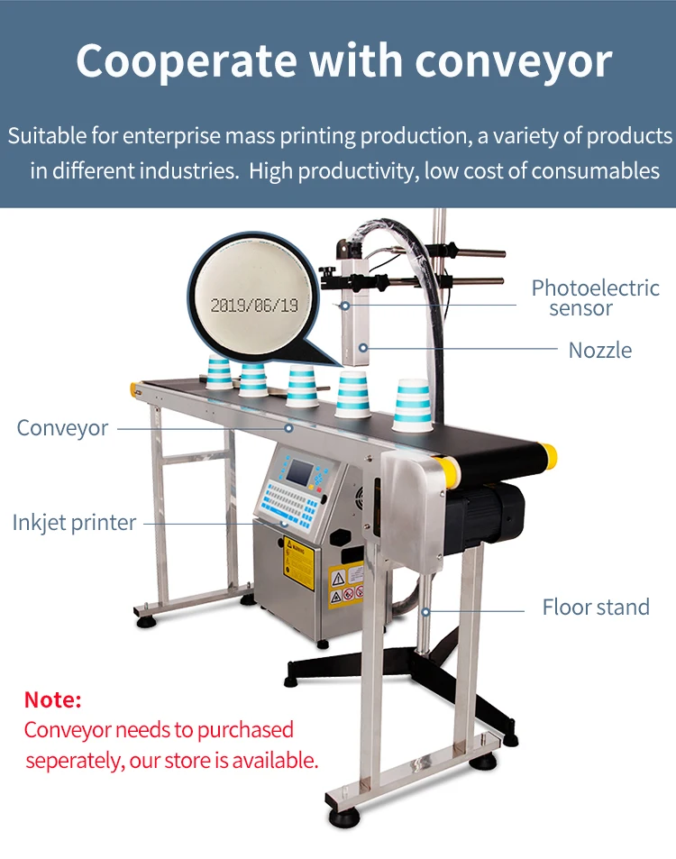 Intelligent Batch Code CIJ Inkjet Printer Printing Machine for Bottle Metal Plastic Bag Cans Caton Box