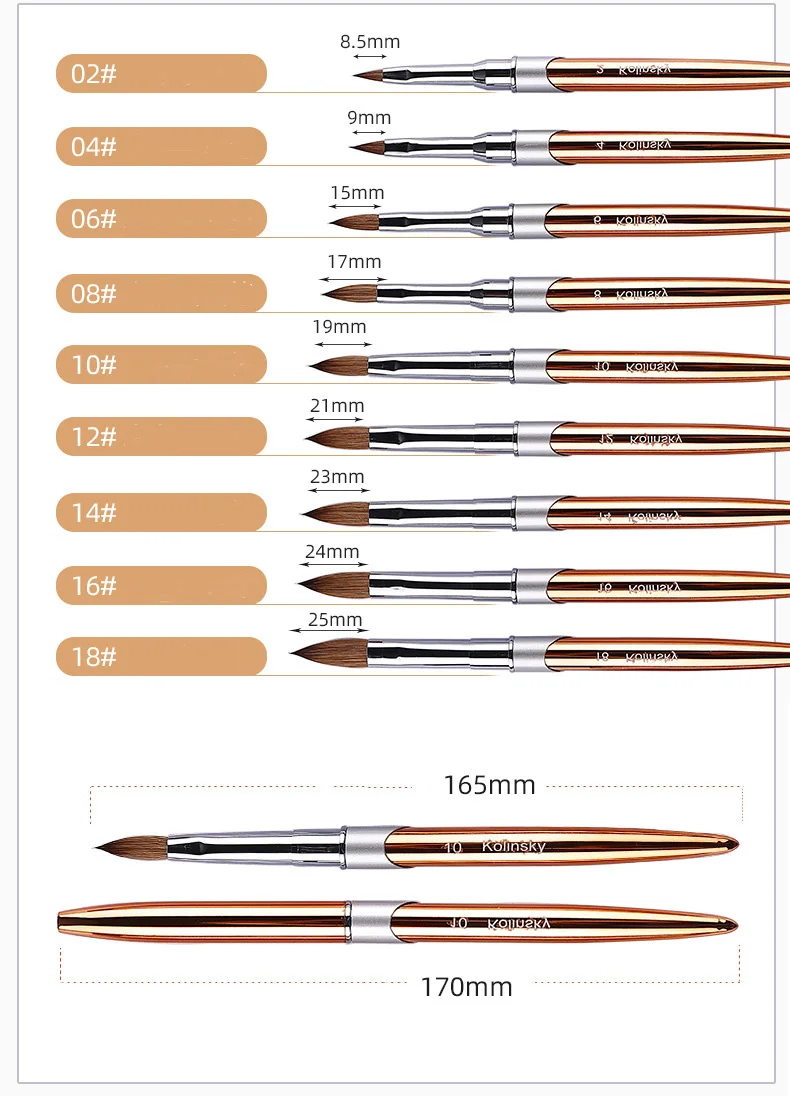 High Quality Pure Kolinsky Acrylic Nail Brush With Pvc Tube