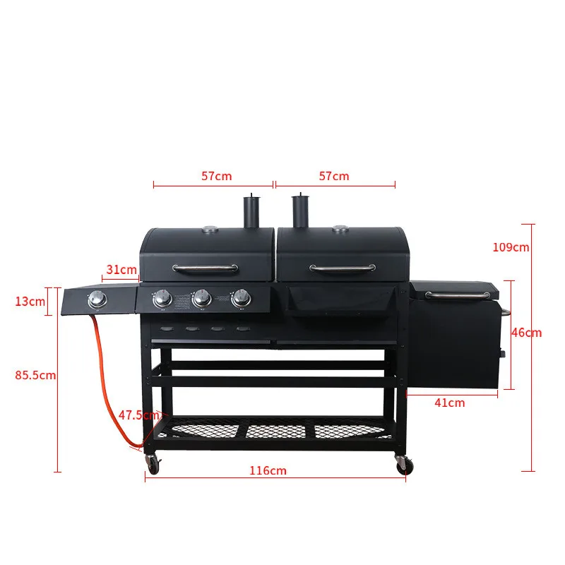 Large Cooking Area Barbecue Smoker Drum Charcoal  Multifunctional Bbq Grill Offset Smoker