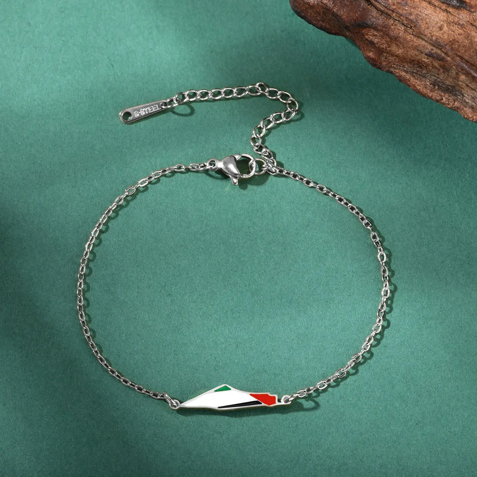 Set of 2 Palestine Map & Flag Bracelets - Gold Plated Stainless Steel