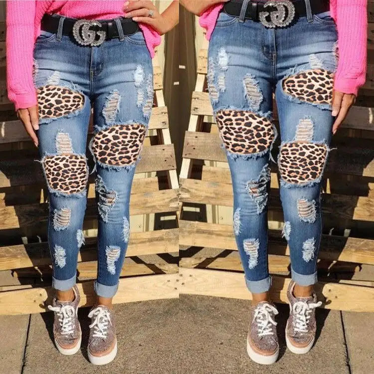 suge Kollisionskursus sædvanligt W&a 2020 Fashion Wholesale Women Jeans Ripped Leopard Print Patchwork Long  Pants Plus Size Available - Buy 2020 Hot Sale Fashion Hollow Out Rippid  Jeans,Women Highstreet Hollow Out Long Pants,Ladies High Waist