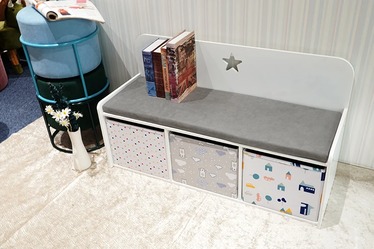 Custom Living Room Furniture Wooden Children’s Stool Seat Cushion Shoe Bench With Storage