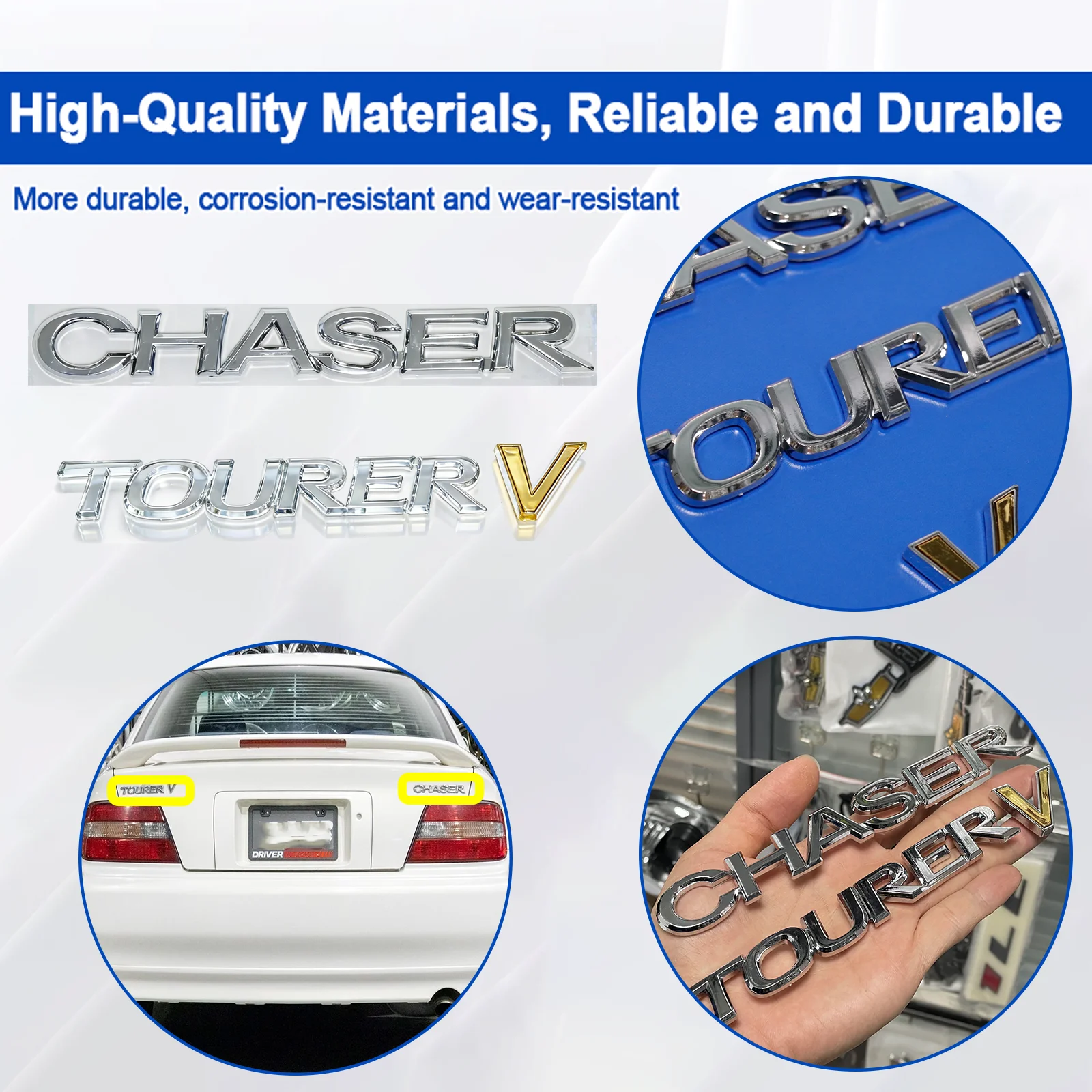 JACK プロフ必読❗️ 3PCS Rear Boot Trunk Badge Emblem Set Chaser Car Emblem Badge for