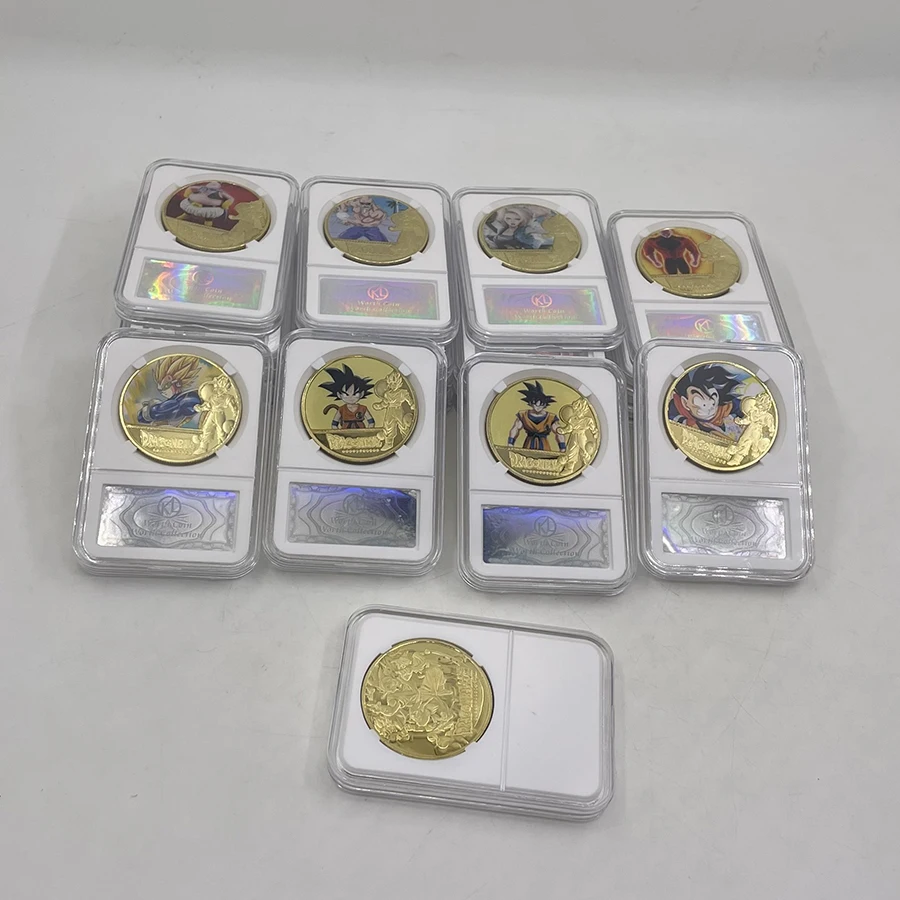 Pièce de monnaie dragon ball Z collection 5 pièces différentes coin métal  or jap