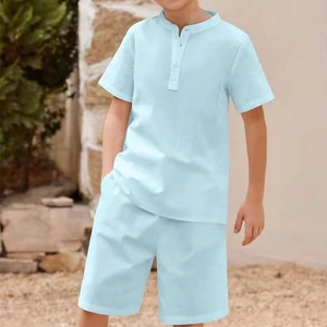 Custom Summer Kids Boys Clothing Cotton Short Sleeve Toddler Clothes Wholesale Children T-shirt Shorts Two-piece Set