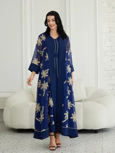 Clothing Manufacturer New Women's Clothing Embroidered Chiffon Fashion Two-piece Cardigan Elegant Muslim Women Dress