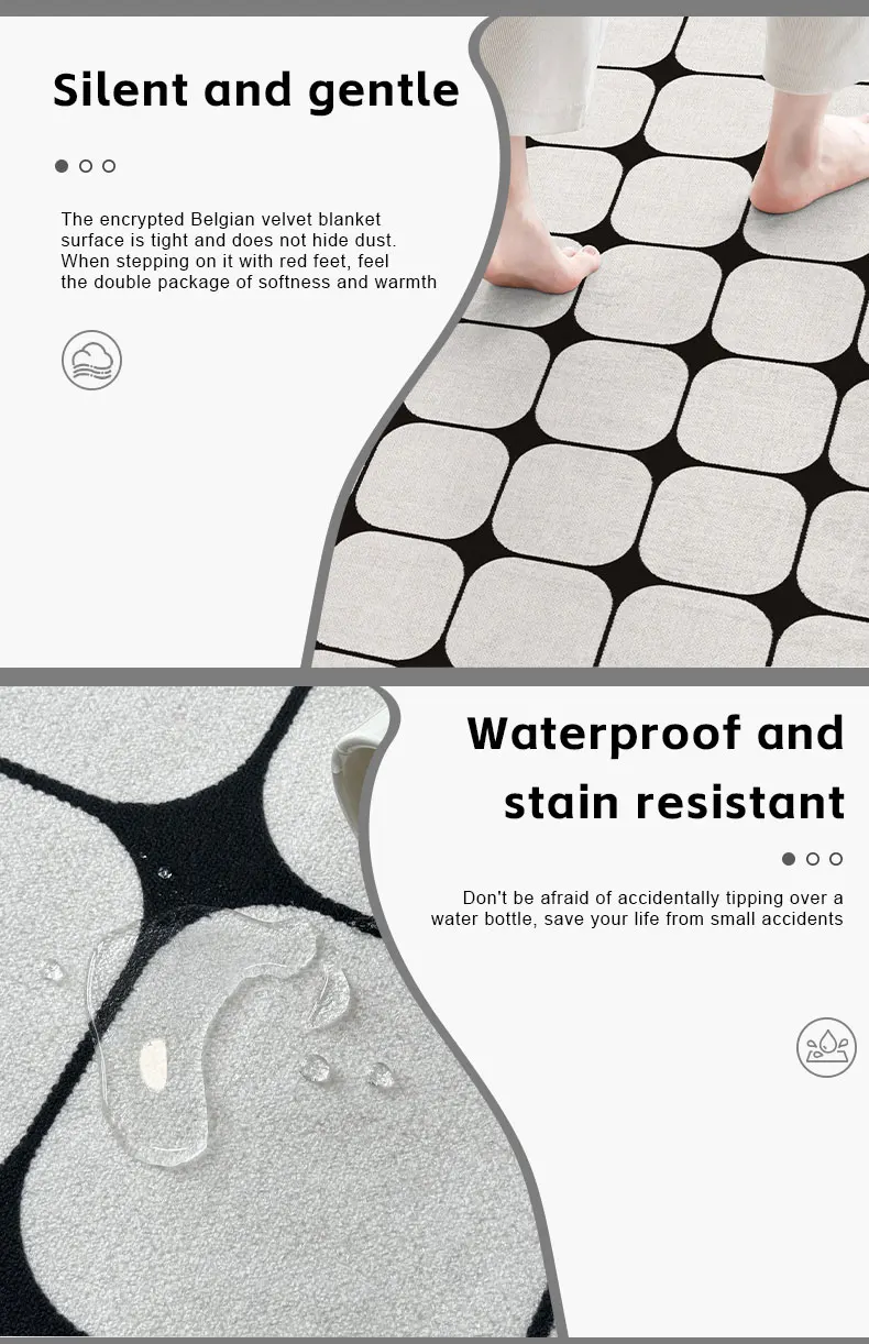 Waterproof Washable Large Rug Black White Luxury Modern Large Waterproof Non-Slip Machine Washable ...