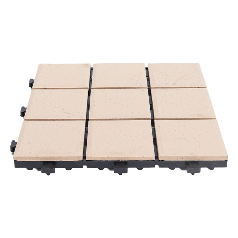 Interlocking Stone Tile Artificial Faux Grass Flooring Diy Composite Wood Deck Tile Decking Snap