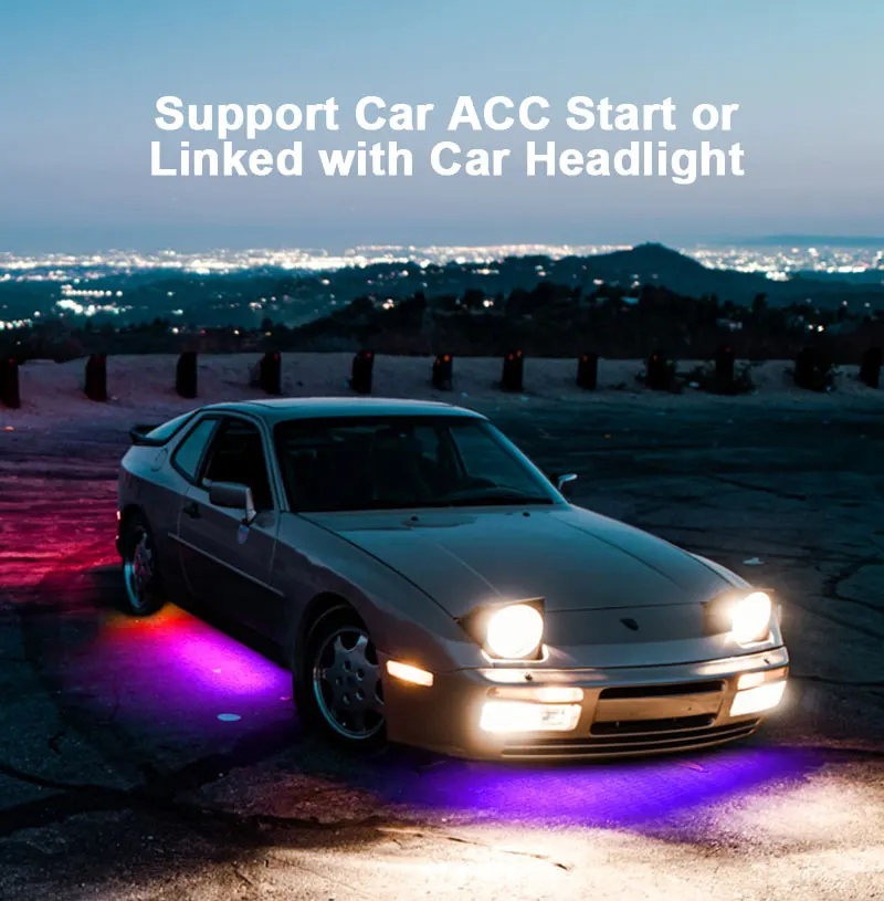 Custom 6pcs Rgbic Underglow Led Ambient Lighting Car Accessories Under Glow Waterproof Ip68