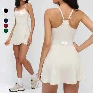High Quality Custom Sexy Backless Tennis Dress Adjustable Shoulder Strap Anti-Exposure Breathable Quick Drying Sports Dress