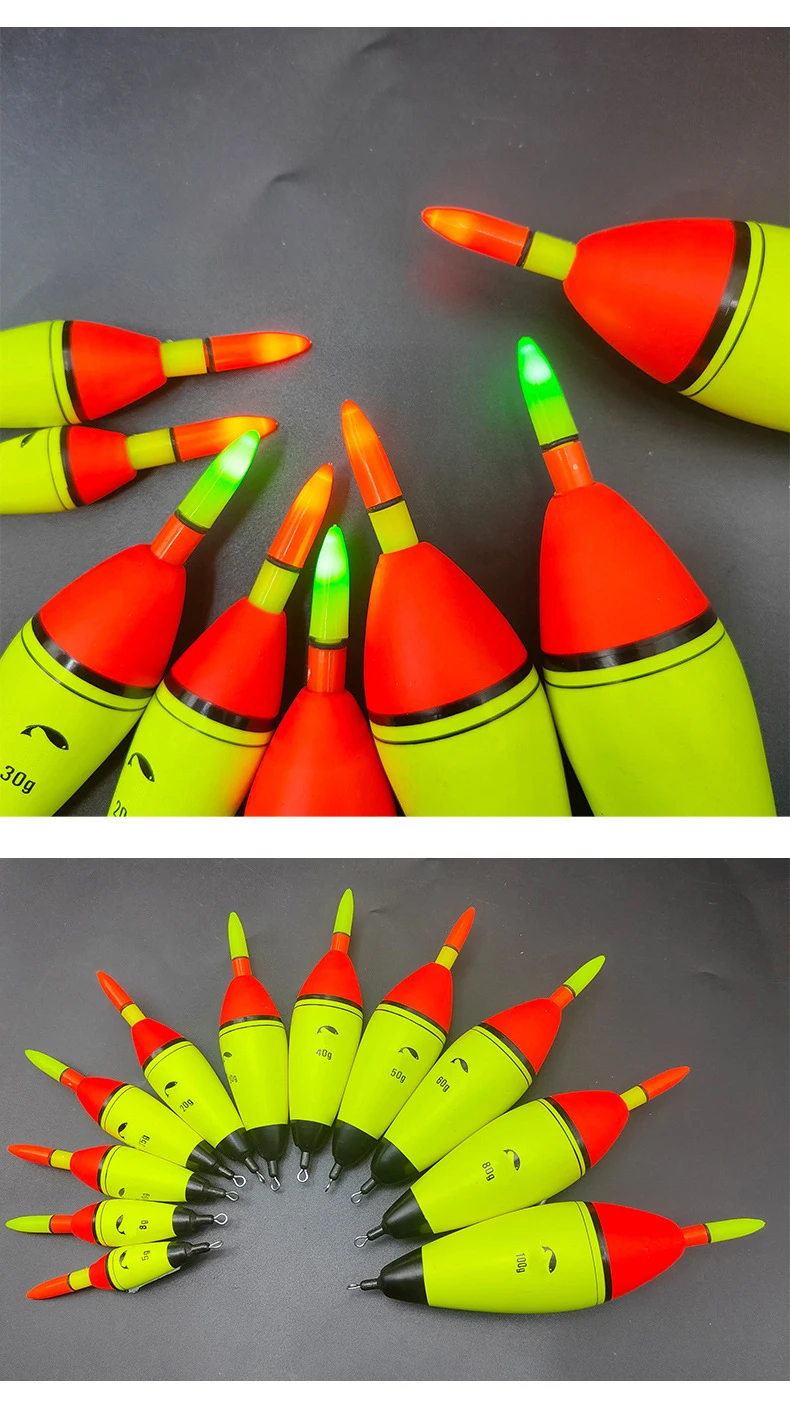 1pcs 10g Eva Foam Glowing Bobbers Fishing Floats Long Vertical Luminous Glow Fishing Floats