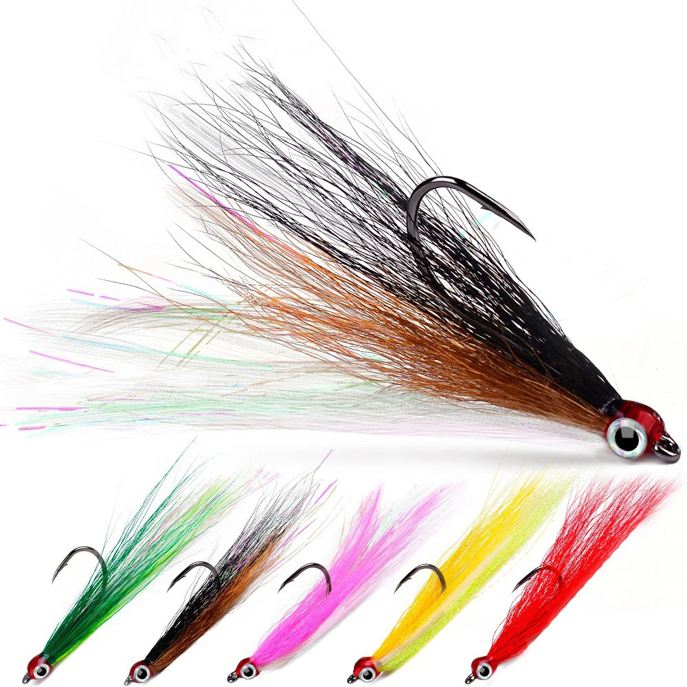 deer tail fishing lures Heavy-Duty Bucktail Jigs WH/WH/RD / 1.5 oz producing lifelike action to attract predatory fish Durability Hot Sell 1.5G Deer Tail